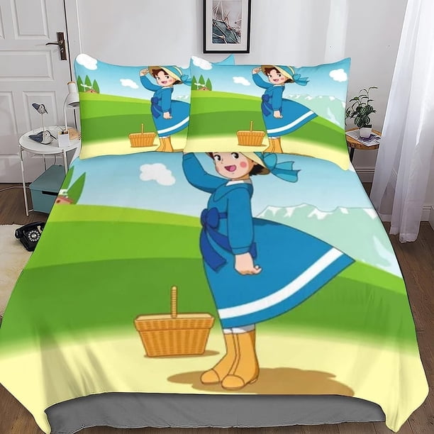 x2263 Bed Sheets Anime Heidi, Girl of the Alps Bedding Set Twin Full Size Bed Set Adult Kid Bedroom Duvet cover Sets 3-Piece Bedding Set (1 Duvet Cover + 2 Pillow Shams) nj2263