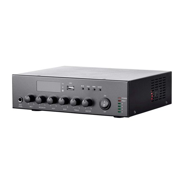 Amplificador mezclador Monoprice Commercial Audio 60 W 3 canales 100/70 V con Bluetooth