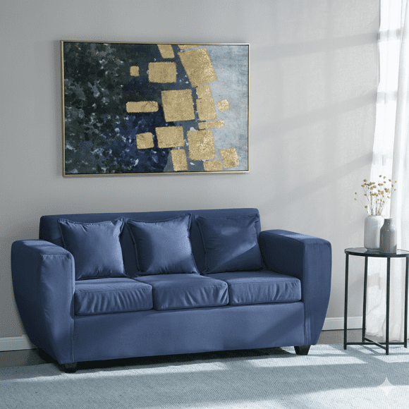Sofa 3 Cuerpos Kansas Felpa-Azul