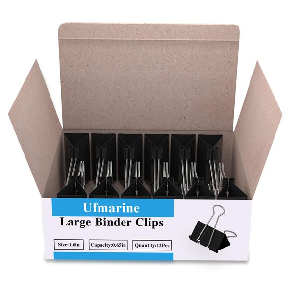 Clips de encuadernación Ufmarine, grandes, 1,6 cm de longitud, 0,65 cm de capacidad, 72 unidades