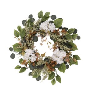 Magideal - Flores Artificiales, Hortensias, Corona De Eucalipto Artificial, Corona De Puerta De Entrada, Corona De Flores De Balcón, Inauguración De La Casa, Acc