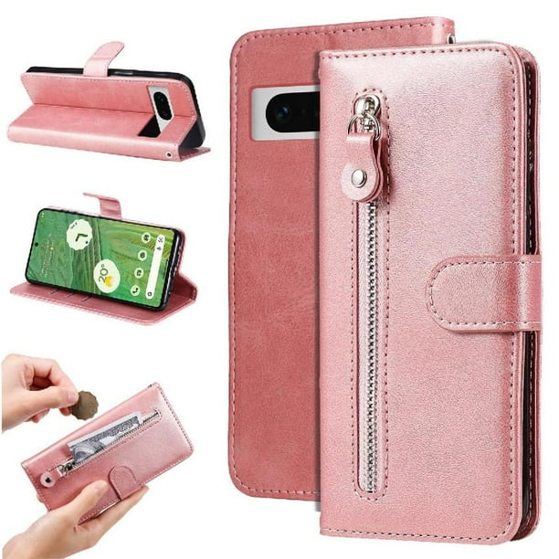 Funda con Cremallera para Google Pixel 7 , Carcasa Cartera de Cuero PU con Soporte y Tarjetero