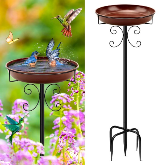 Bebedero para Pájaros Daoeny 86 cm para Exterior, Metal Marrón