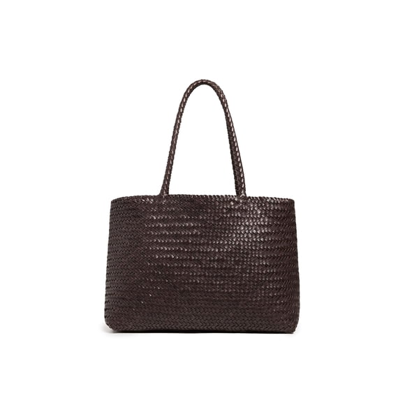 Bolso Tote de Cuero Madewell Tejido a Mano Color Café 38x28x16 cm