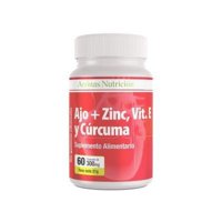 Aminas Nutrición - Ajo, Zinc, Vitamina E Y Cúrcuma - Mejorador De Circulación, 60 Cápsulas De 300Mg