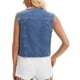thumbnail image 3 of Chaleco de mezclilla recortado con cuello en V y botones sin mangas para mujer INSPIRE CHIC L Azul Claro, 3 of 6