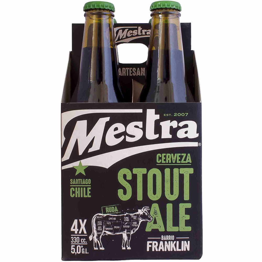 Cerveza Artesanal Stout Ale 5° Pack 4 Botella 330 ml Mestra