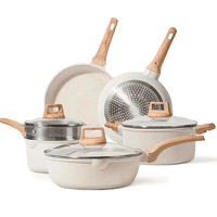 Wakeshome - Bateria Cocina 9Pzs Antiadherente Granito Profesional Ollas