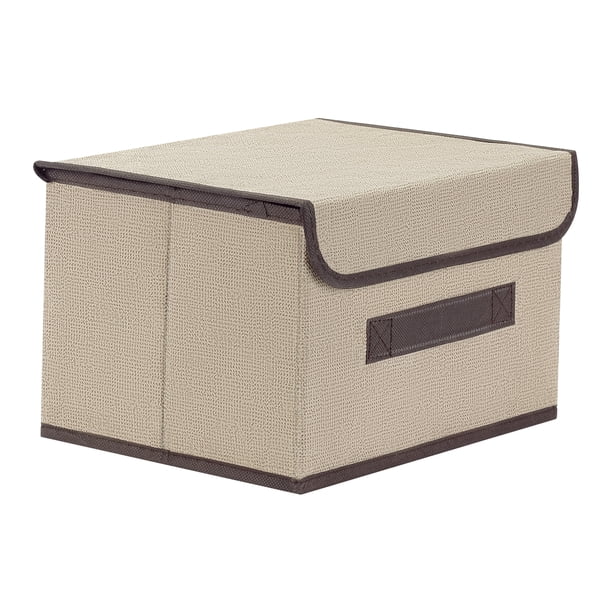 REGALWOVEN Cesta de Almacenamiento de Tela Plegable con Tapa y Asa, Cubo de Almacenamiento para Estantes Organizador de Armario Ropa Libros Albaricoque 10*7.5*6in