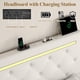 thumbnail image 2 of Full Size Bed Frame with LED Light and 4 Storage Drawers, PU Upholstered Bed Frame with Adjustable Headboard, Diamond Crystal Button, Charging Station, Metal Frame, No Box Spring Needed, White, 2 of 3