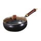 thumbnail image 3 of Wok Antiadherente Sin Revestimiento Con Mango De Madera, Sartén Para Saltear Para Cocina, Hogar, Restaurante, Tapa De Vidrio, 3 of 5