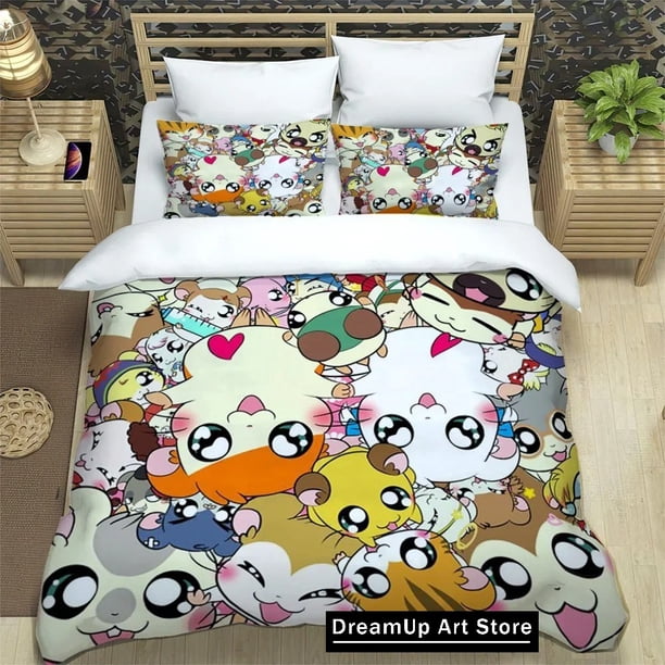 Lovely Hamtaro Bedding Set Cute Quilt Cover Bed Cover With Pillowcase Boys Adult