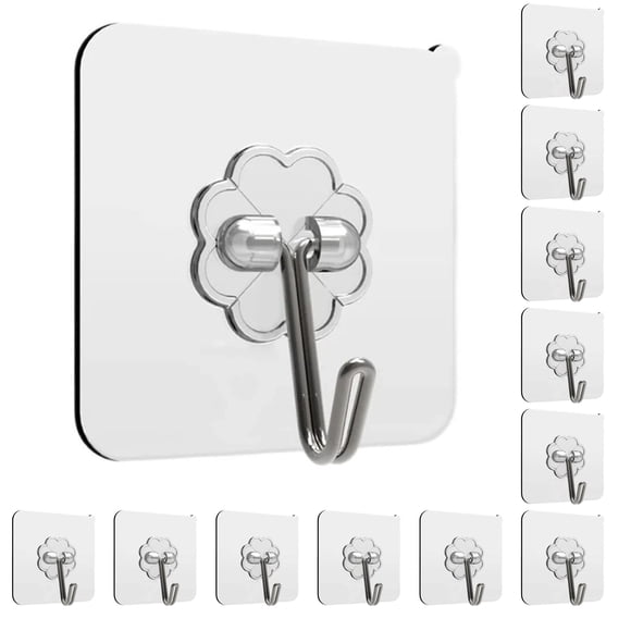 Ganchos Adhesivos Transparentes Impermeables 12 Unidades 6 X 6 Cm