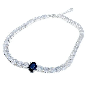 Nordvik London - Pulsera Tennis Con Circón Azul, Ajustable