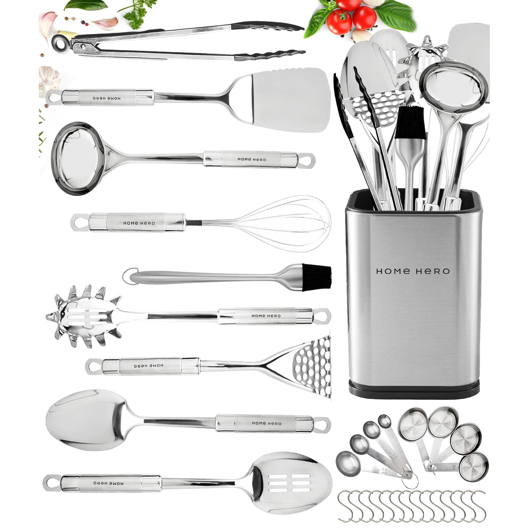 Set De Utensilios De Cocina Home Hero 32 Piezas De Acero Inoxidable