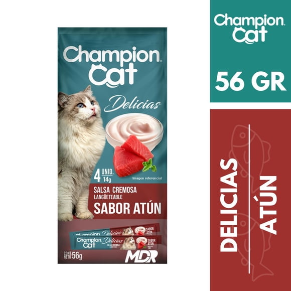 DELICIAS CREMOSAS CHAMPION CAT SABOR ATUN 56GR x6 UND
