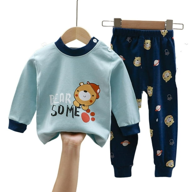 Pijama Niño Infantil Manga Larga Algodon Lyon celeste 24