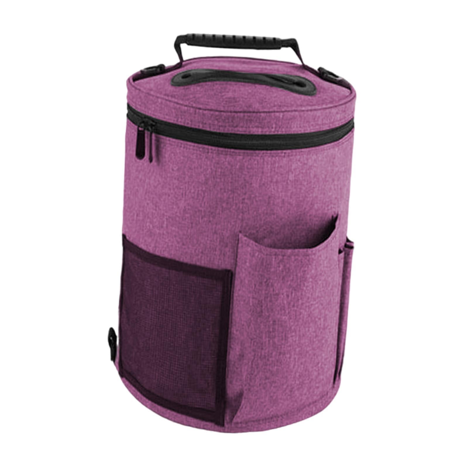 Magideal - Bolsa De Hombro Para Tejer, Bolsa Organizadora Para Tejer, Bolso Cilíndrico, Bolsa Portátil Para Guardar Hilo, Bolsa De Almacenamiento De Lana Para Gu Rosa Roja