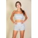 thumbnail image 4 of Saronite Conjunto de 2 Piezas de Top y Shorts sin Tirantes de Algodón Elástico de Color Liso, Color Verde Bahía (para Mujer), 4 of 5