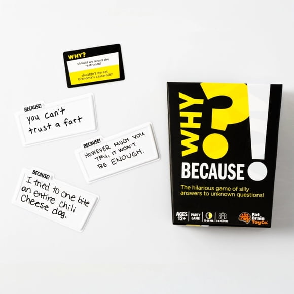 Juego de cartas Fat Brain Toys Why Because Party Game para mayores de 12 años