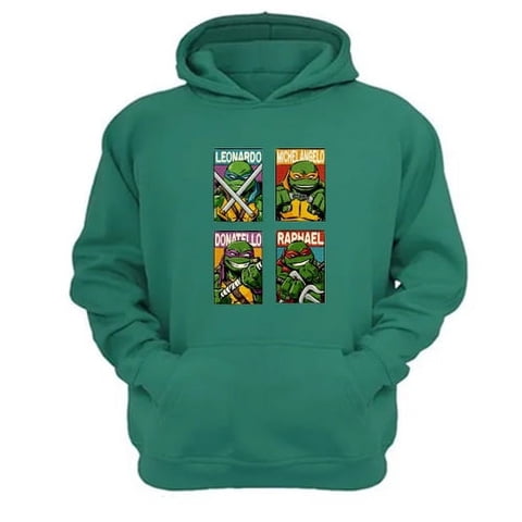 Genérico - Polerón Canguro Tortugas Ninja Verde Aguamarina Talla Xl Unisex