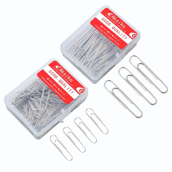 Clips para papel Aksiko, 220 piezas con caja de almacenamiento (1.3 cm y 5 cm)