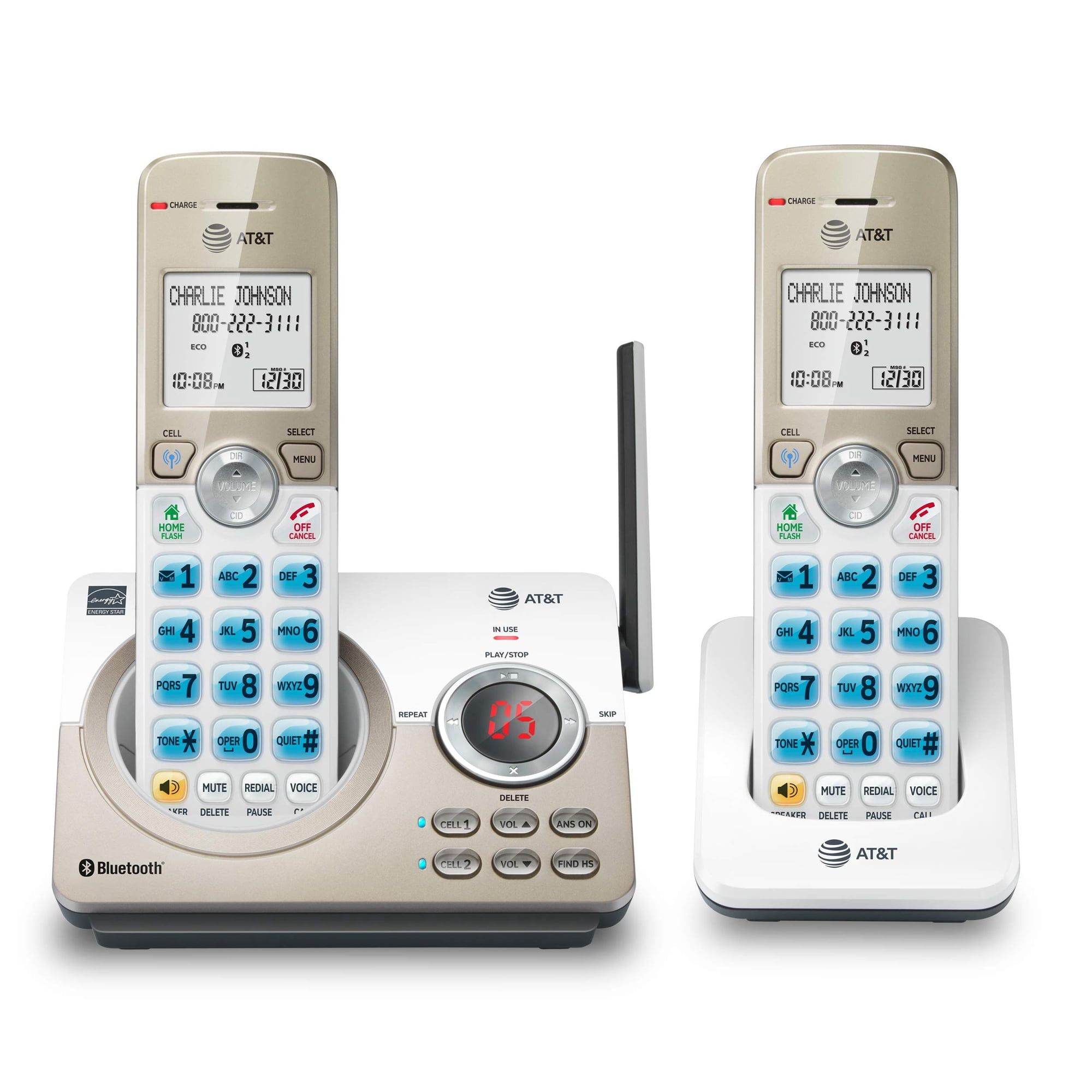 Teléfono Inalámbrico At&t Dl72219 Dect 6.0 De 2 Auriculares Con Conexión A Celular