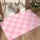 thumbnail image 1 of Alfombra GarveeHome 61 × 91 cm a cuadros rosa lavable, 1 of 5