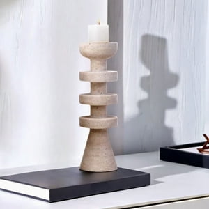 Santú Home & Deco - Candelabro Torre Alfil Figura Decorativa Travertino Grande