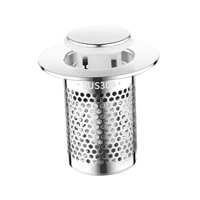 Magideal - Tapón De Fregadero De Baño, Colador De Fregadero De Bañera De Acero Inoxidable, Filtro De Alcantarillado Tipo Empuje, Filtro De Fregadero Para Tubería Núcleo De Pp