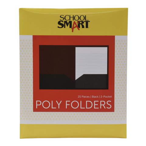Folder School Smart, 2 Bolsillos, Poliéster Negro, Paquete De 25