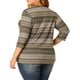 thumbnail image 3 of Agnes Orinda Conjuntos de Halloween para Mujeres Tallas Grandes Tops de Escuela Universitaria Manga 3/4 Blusa Casual Elegante de Punto a Rayas Cuello Asimétrico Camiseta de Moda 5X Verde, 3 of 8