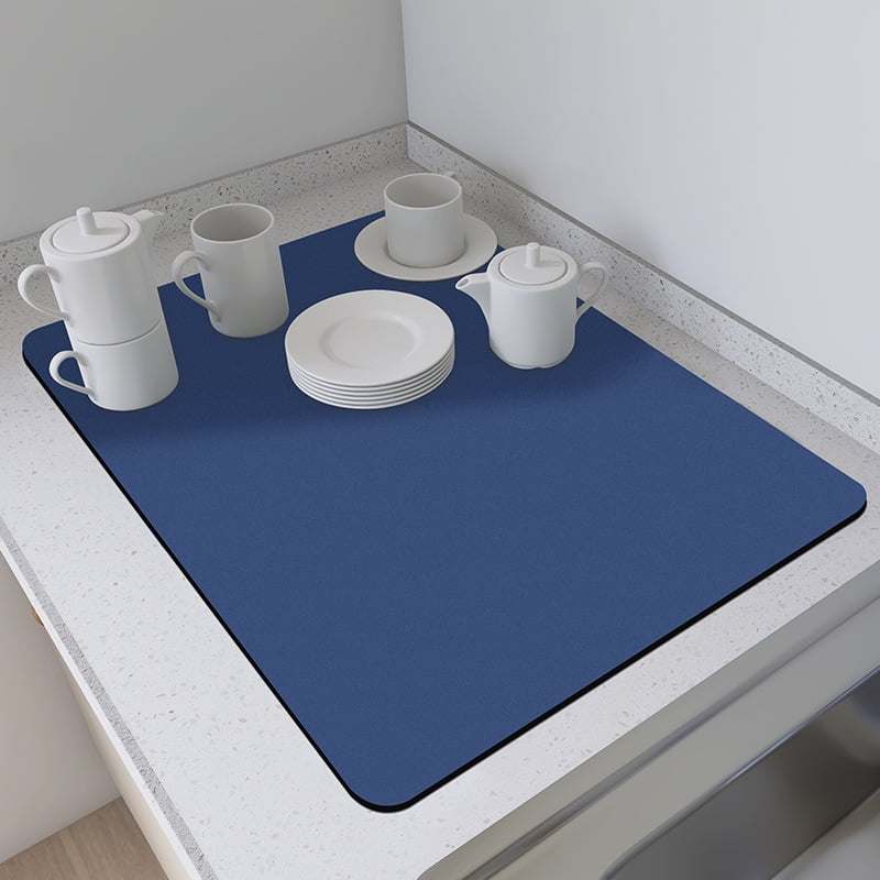 Xmhytop - Tapete Secador De Platos Para Encimera Aislador Térmico Con Base Antideslizante De Goma Altamente Absorbente Fácil De Limpiar Azul 16 X 18cm