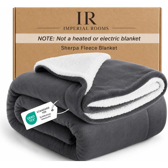 Manta IR Imperial Rooms Queen 229x229 cm Gris Sherpa