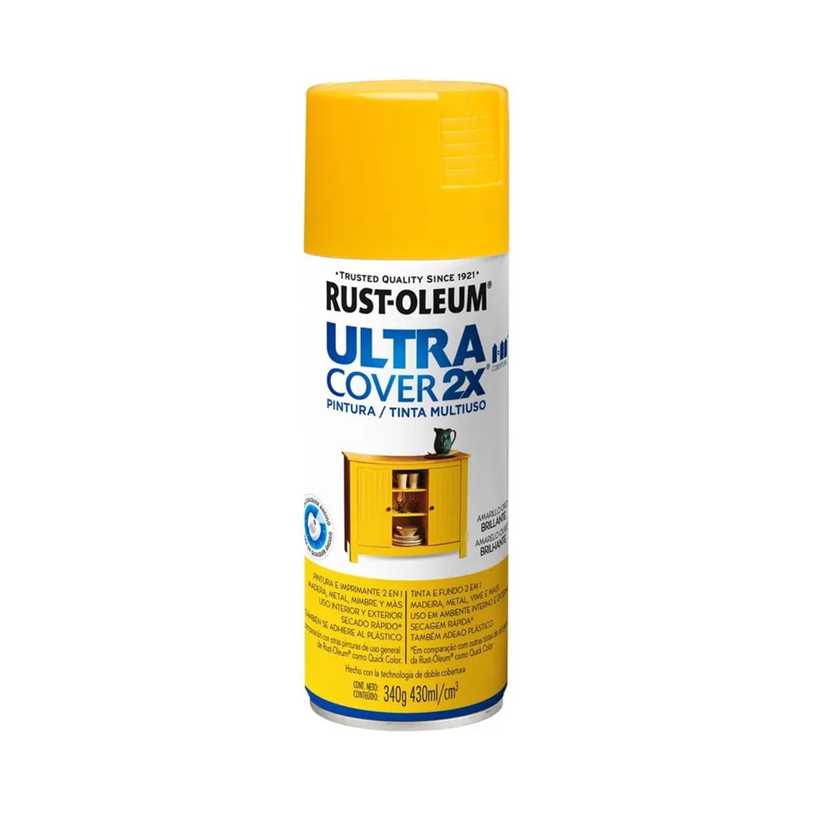 Rust-oleum - Pintura En Spray Ultra Cover 2x Multiuso Amarillo Oro Brillante 340 G