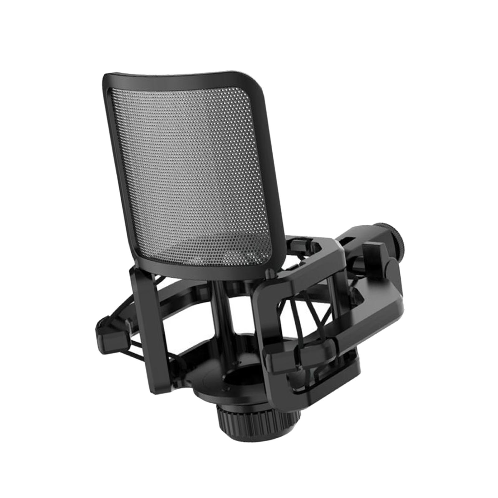 Magideal - Suspensión De Montaje De Choque De Micrófono Con Soporte Ajustable De Prevención De Reventones Clip De Soporte De Montaje De Choque De Micrófon , Negro