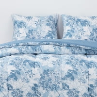 Dib - Plumon Reversible 2 Plazas Flores Azul