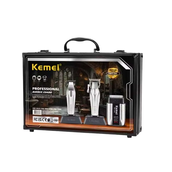 Combo Kemei s3 Cortadora, Trimmer y Afeitadora Profesional con Base de Carga