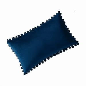 Genérico - Pack De 2 Fundas De Cojín Terciopelo Con Pompones 30X50 Cm Azul