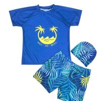 Likeshop - Conjunto De Baño Niños Jovenes Short Polera Gorro Manga Corta Palmeras 0062