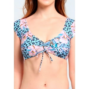 Samia - Bikini Manga Corta Estampado Celeste M