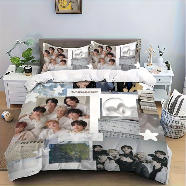 Trendy K-KPOP S-STRAYS Themed Bedding Set Featuring a Printed Design Consisting of This Set Is Ideal