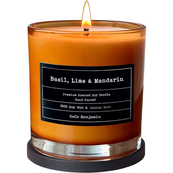 Soy Candle CoCo Benjamin con aroma a albahaca, lima y mandarina, 100% soja