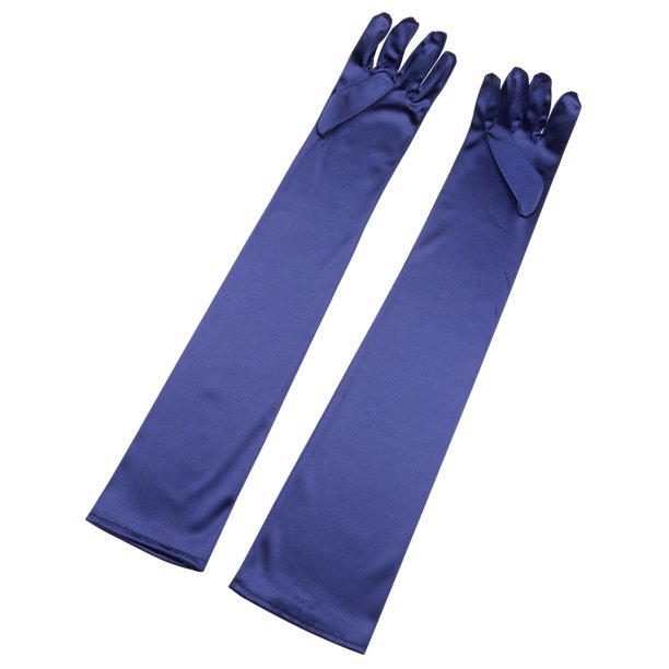 INSPIRE CHIC Guantes Largos para Mujer 1920S Fiesta de Noche Mitones de Dedo Completo Guante de Ópera Elegante Azul Marino Talla Única