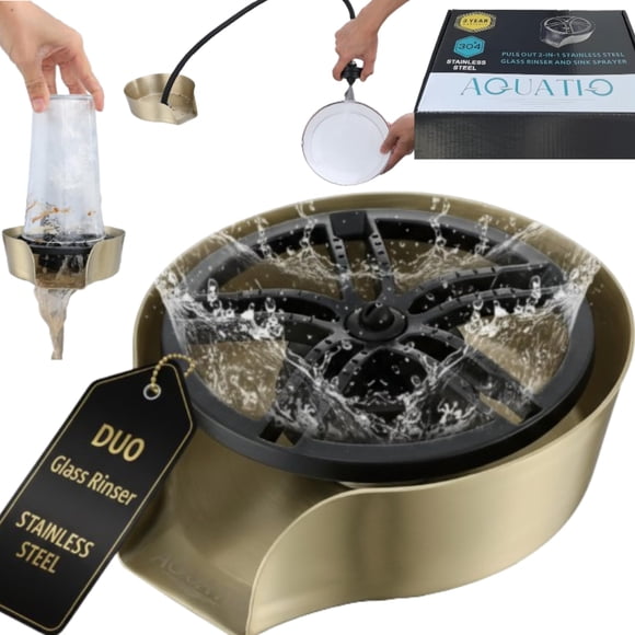 Enjuagador de Vasos AquatiQ Combo de Rociador para Fregadero 120 cm Dorado