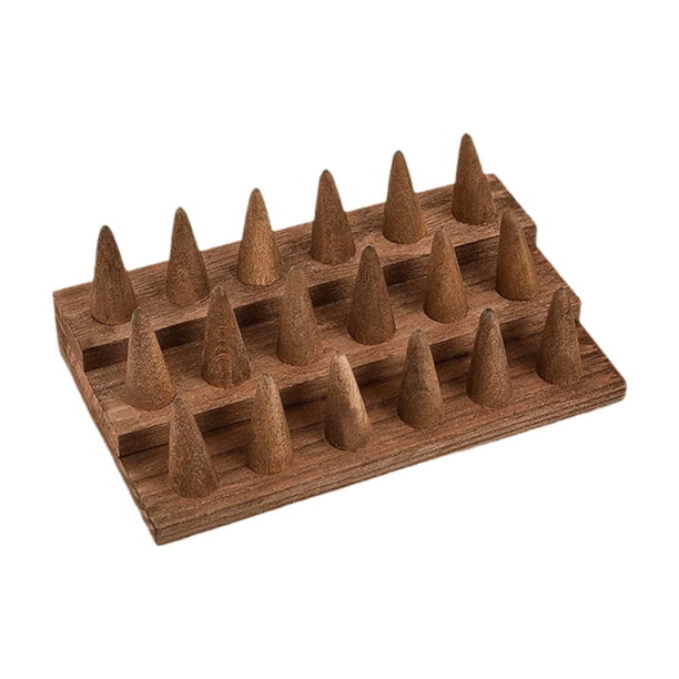Soporte de exhibición de anillos de madera de 18 dedos, organizador de anillos, resistente, marrón, decorativo, 7,8 x 4,7 x 2,7 pulgadas, para tiendas