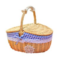 Ioensy - Cesta De Mimbre Para Picnic, Cesta De Mimbre Para Servir, Para Acampar, Al Aire Libre, Pan, Pequeña, Azul