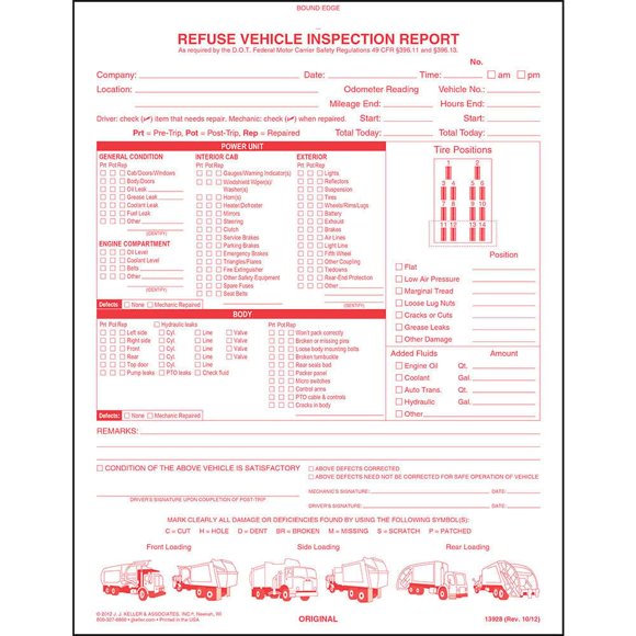 Libro de Reportes de Inspección J. J. Keller – Pack de 5 – 8.5x11"