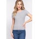 thumbnail image 1 of Saronite Camiseta Básica de Algodón Acanalado, de Manga Corta y Cuello Redondo, Color Gris Jaspeado (para Mujer), 1 of 4