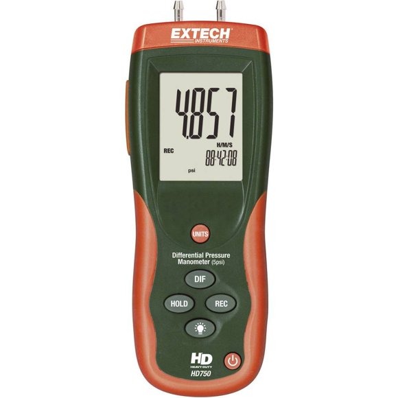Manómetro Extech HD750 5 psi, 11 unidades, USB